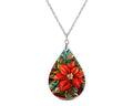 Christmas Red Flower Teardrop Shape Necklace