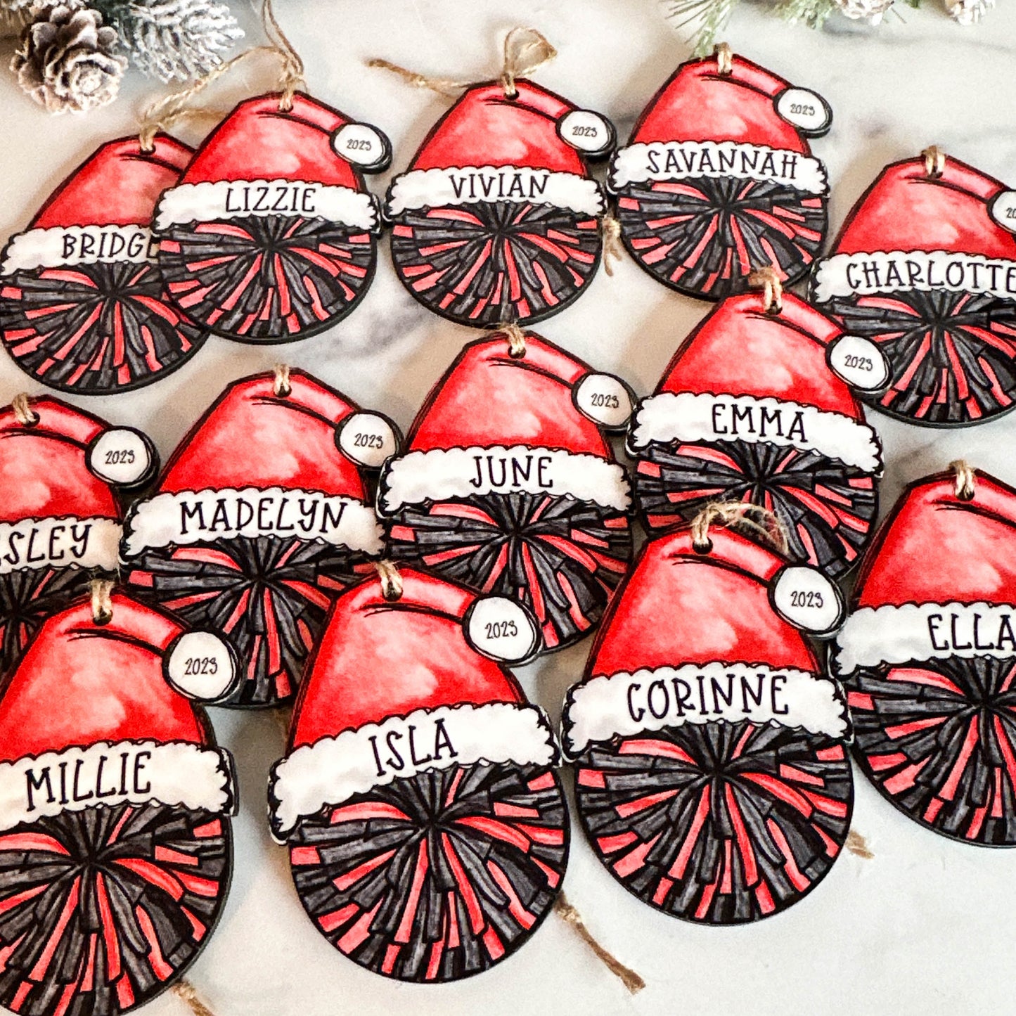 Personalized Cheer Pom Ornament – Custom Name, Number & Year