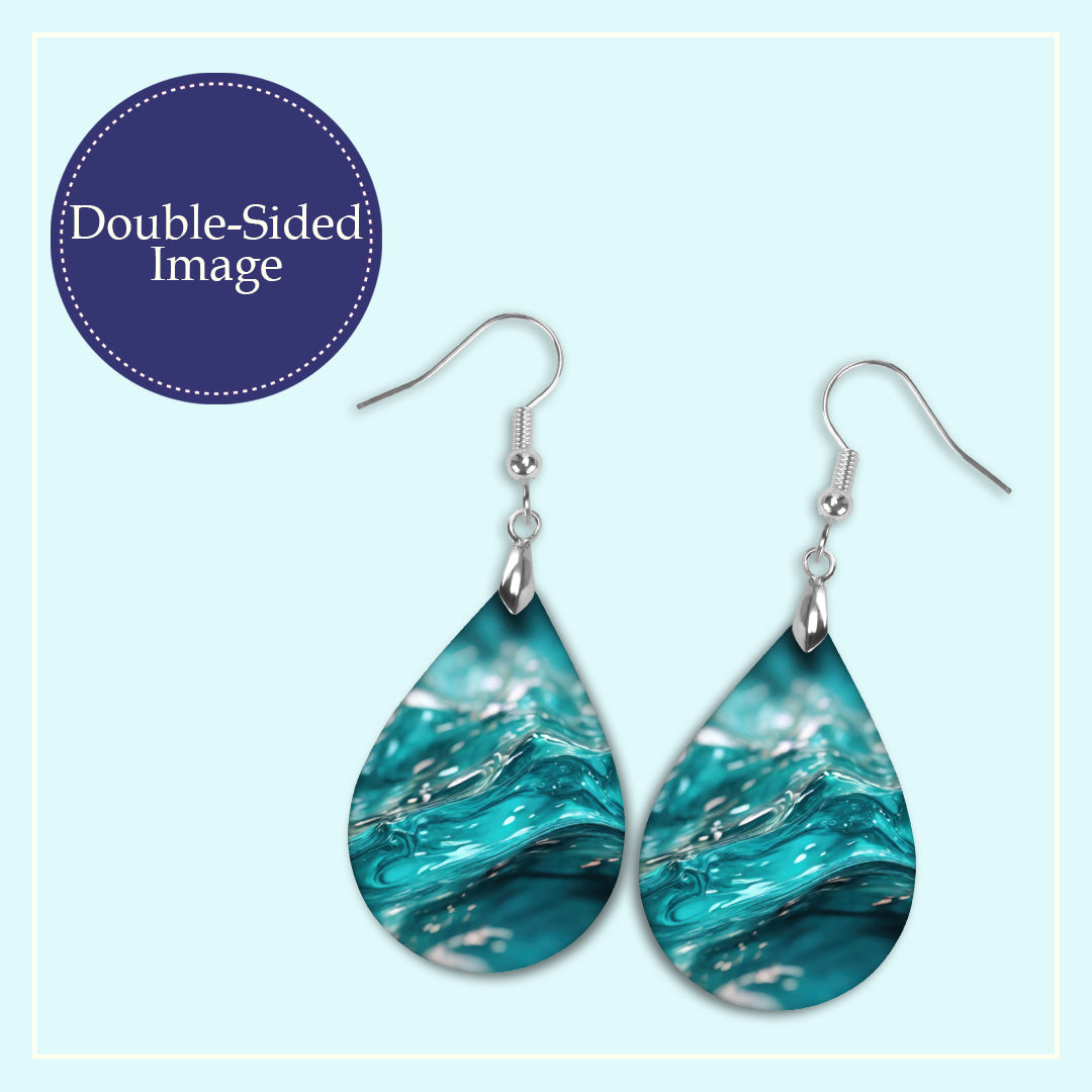 Teal Water Teardrop Earrings – Lightweight Ocean-Inspired Dangles