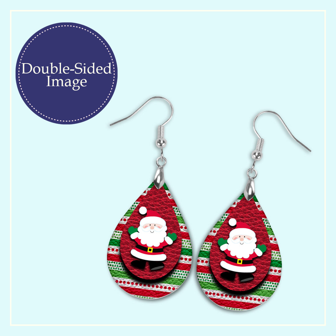 Santa Claus Christmas Teardrop Dangle Earrings – Festive & Fun Holiday Jewelry