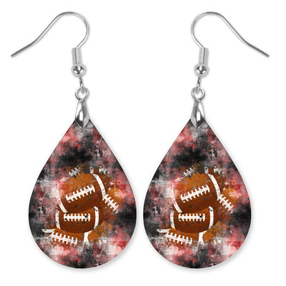Handmade Football-Themed Earrings in Red, Black, and Gray - Perfect for Football Moms, Female Football Players, Coaches and Fans