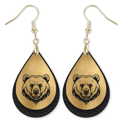 Handcrafted Black and Gold Football Themed Earrings - Bears Mascot School Spirit Jewelry