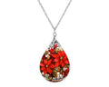 Poinsettia Flower Christmas Teardrop Shape Necklace