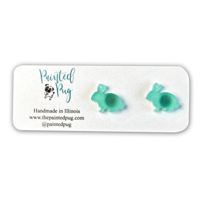 Easter Bunny Green Stud Earrings