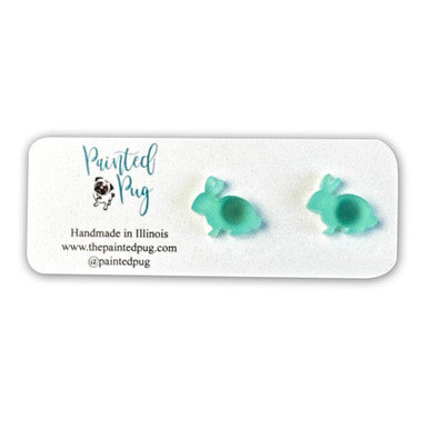 Easter Bunny Green Stud Earrings