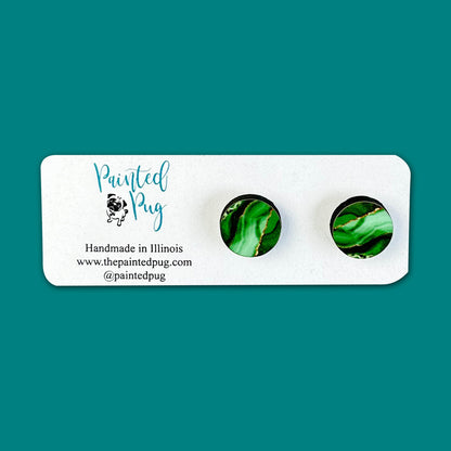 Green Abstract Fashion Round Stud Earrings