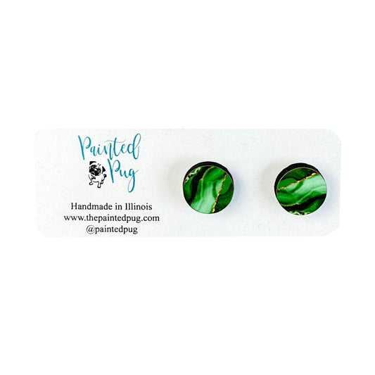 Green Abstract Fashion Round Stud Earrings