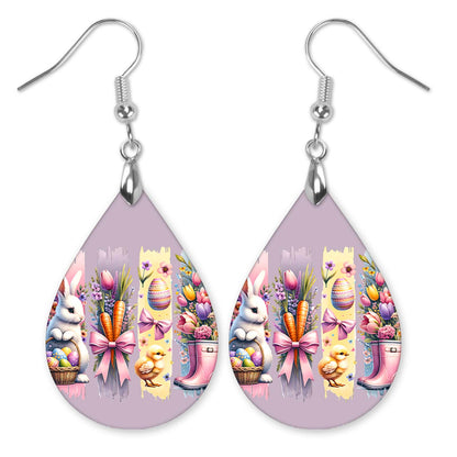 Easter Bunny Teardrop Earrings – Spring Pastel Jewelry Handmade