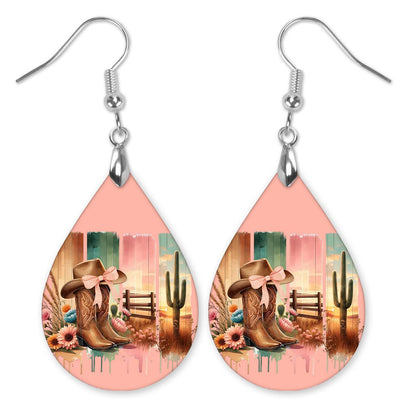 Western Cowgirl Teardrop Earrings – Stylish Desert-Inspired Jewelry Gift For Rodeo Lovers