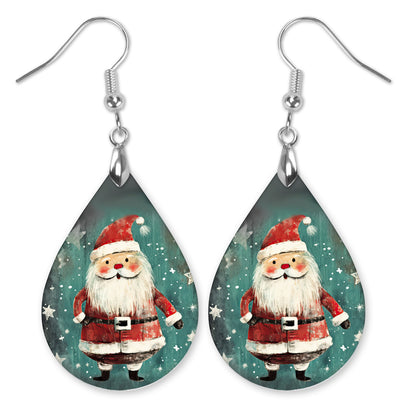Santa Teardrop Earrings – Rustic Christmas Holiday Jewelry