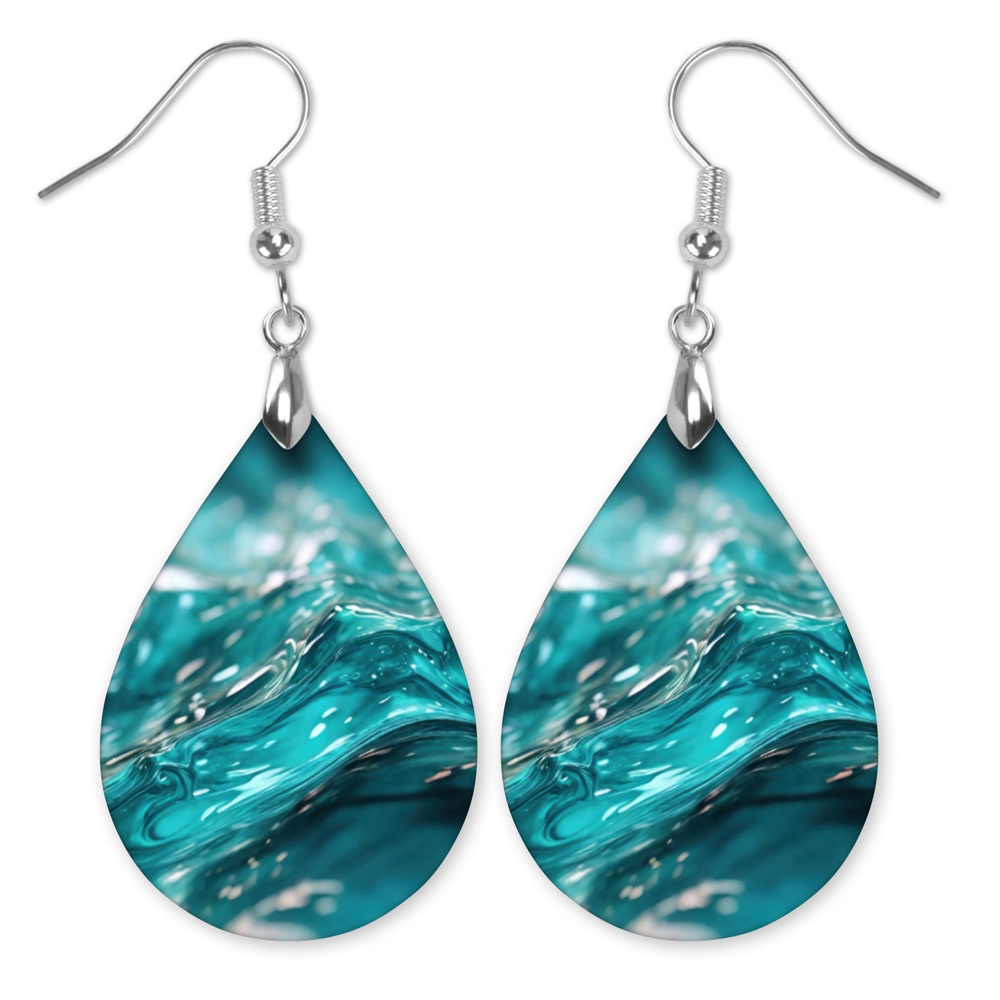 Teal Water Teardrop Earrings – Lightweight Ocean-Inspired Dangles