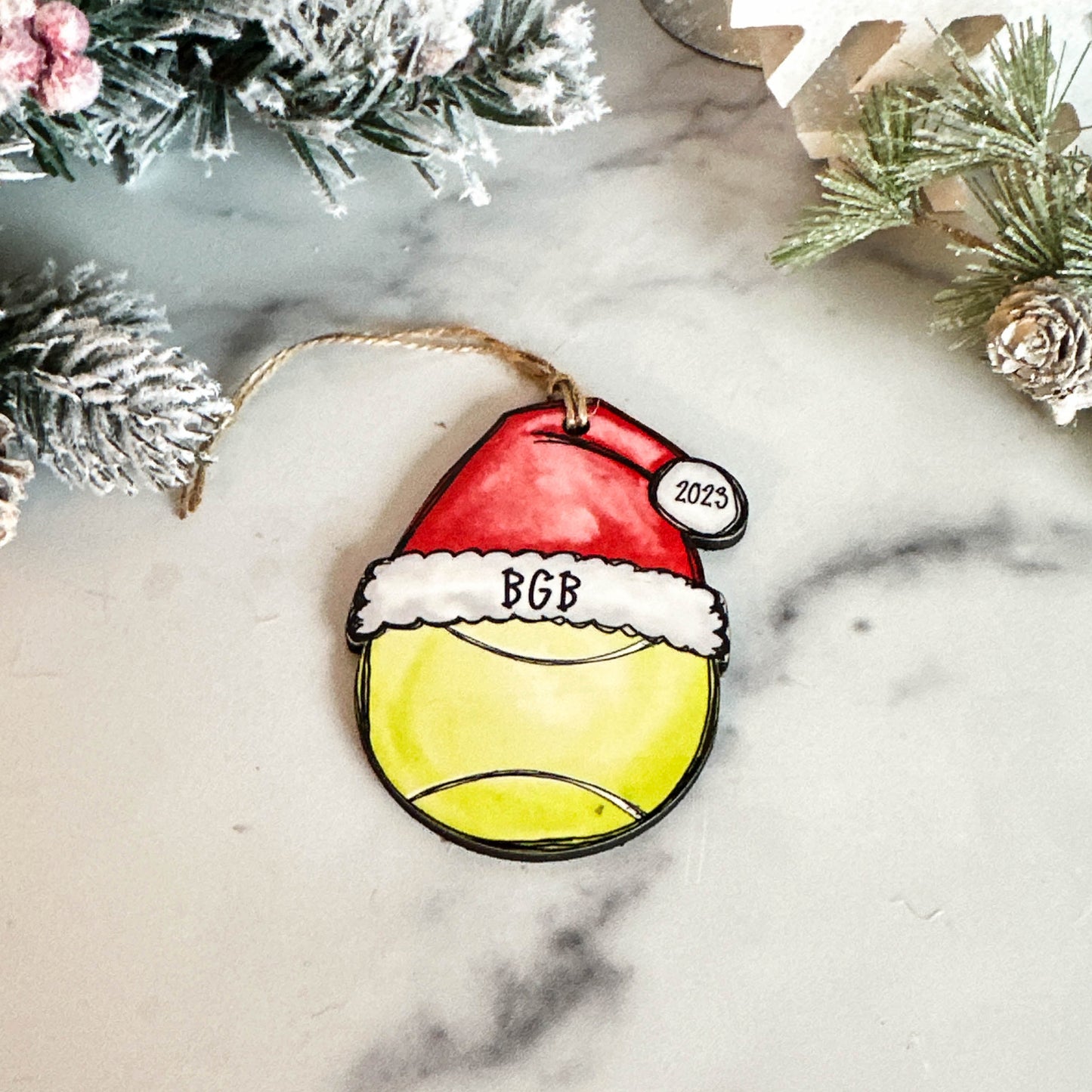 Personalized Tennis Ornament – Custom Name, Number & Year