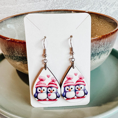 Valentine's Day Penguin Earrings