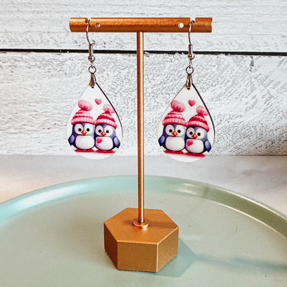 Valentine's Day Penguin Earrings