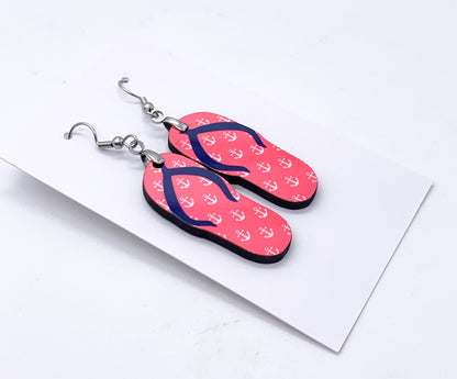 Flip Flop Summer Hardboard Dangle Earrings