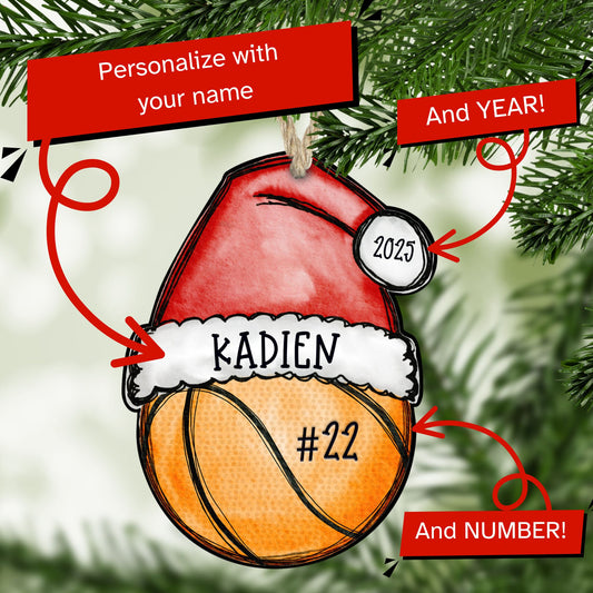 Personalized Basketball Ornament – Custom Name, Number & Year
