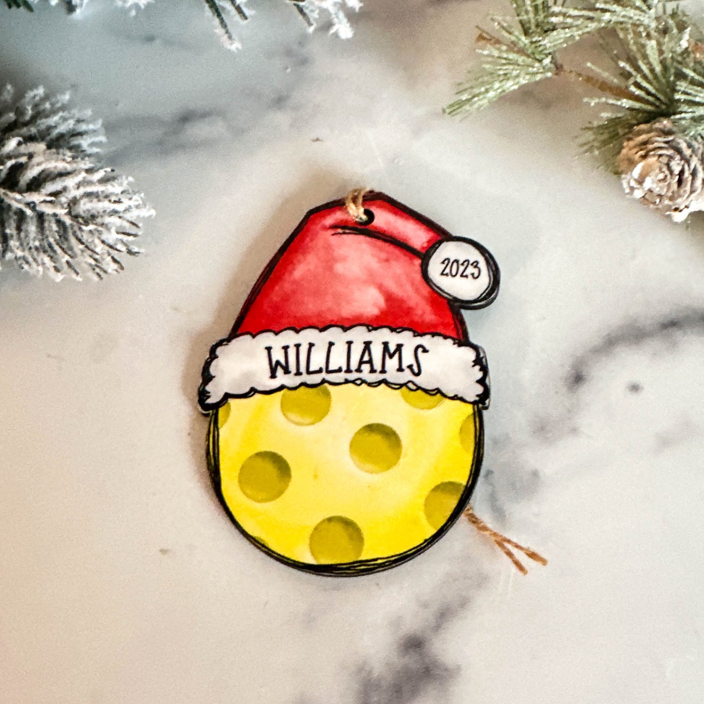 Personalized Pickleball Ornament – Custom Name, Number & Year
