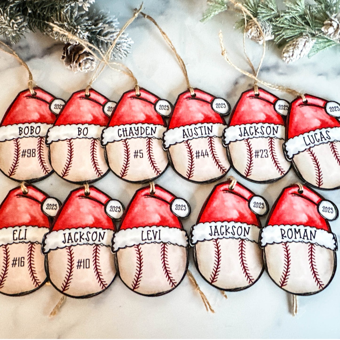 Personalized Baseball Ornament – Custom Name, Number & Year