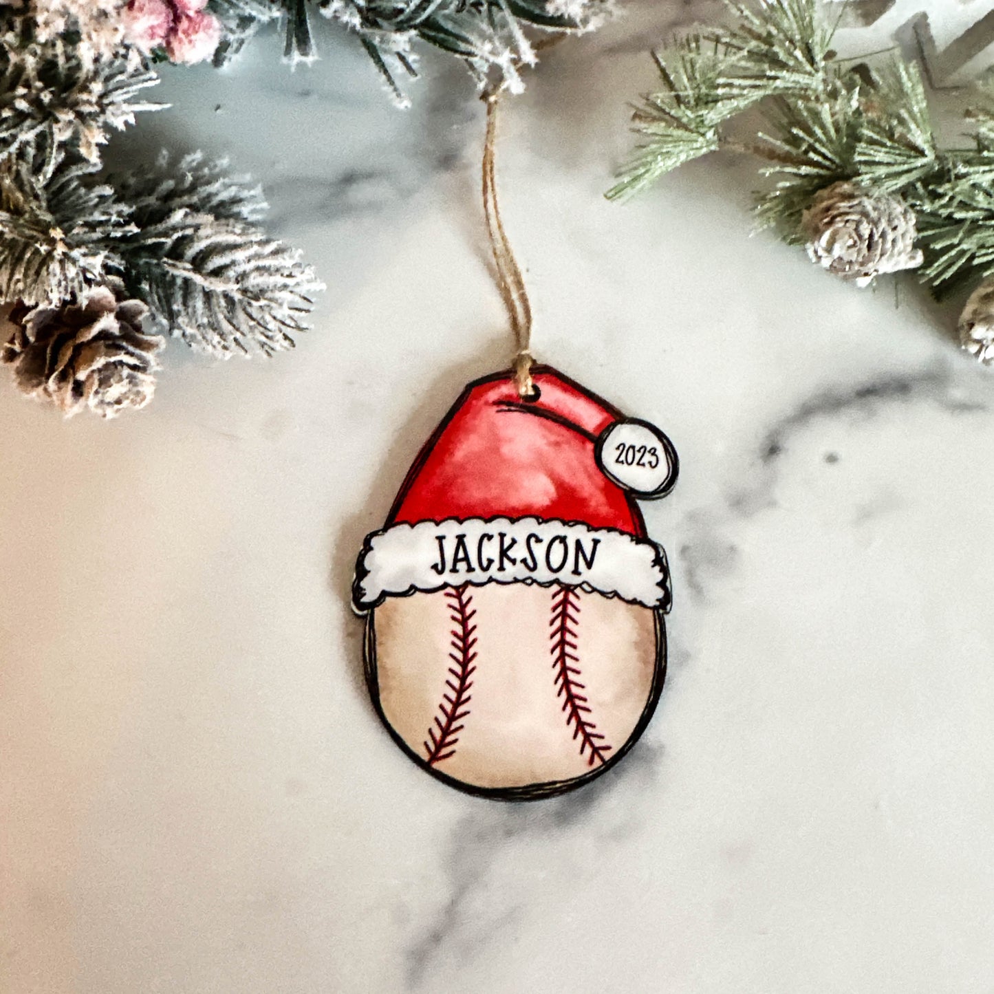 Personalized Baseball Ornament – Custom Name, Number & Year