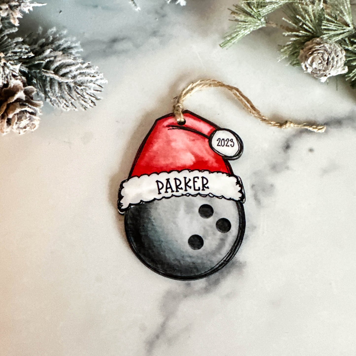 Personalized Bowling Ornament – Custom Name, Number & Year