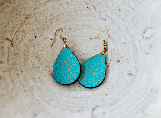 Turquoise Gold Filigree Teardrop Earrings – Turquoise and Gold Dangle Earrings