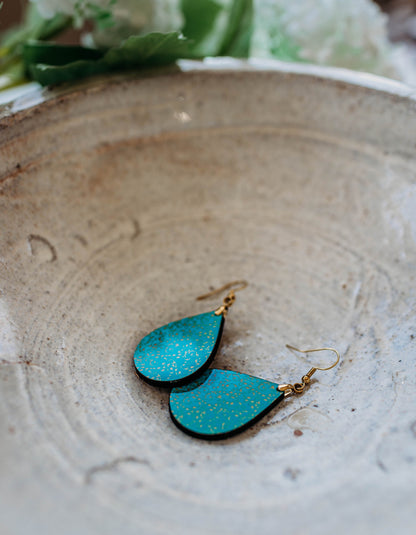 Turquoise Gold Filigree Teardrop Earrings – Turquoise and Gold Dangle Earrings
