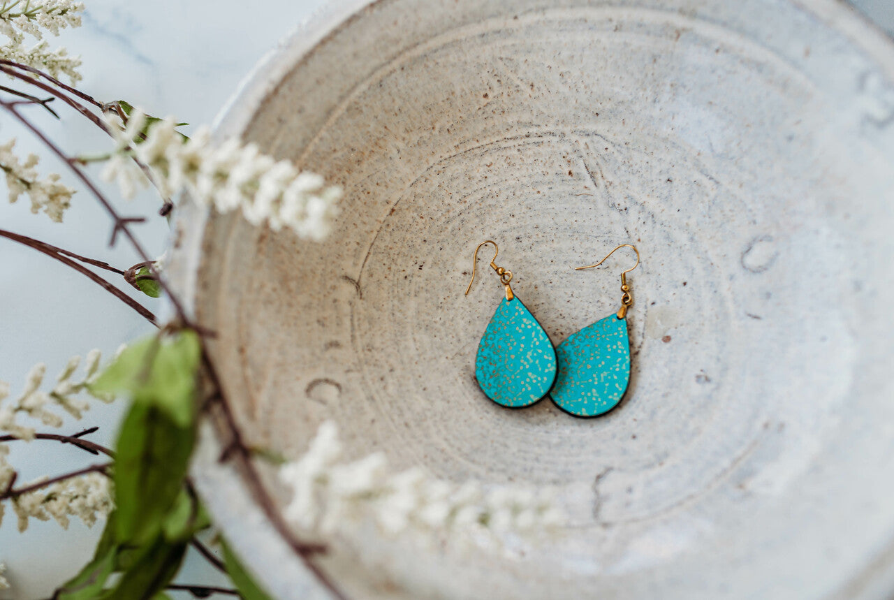 Turquoise & Gold Teardrop Earrings