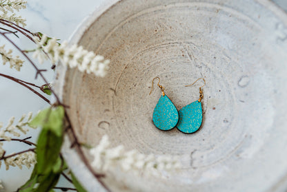 Turquoise Gold Filigree Teardrop Earrings – Turquoise and Gold Dangle Earrings
