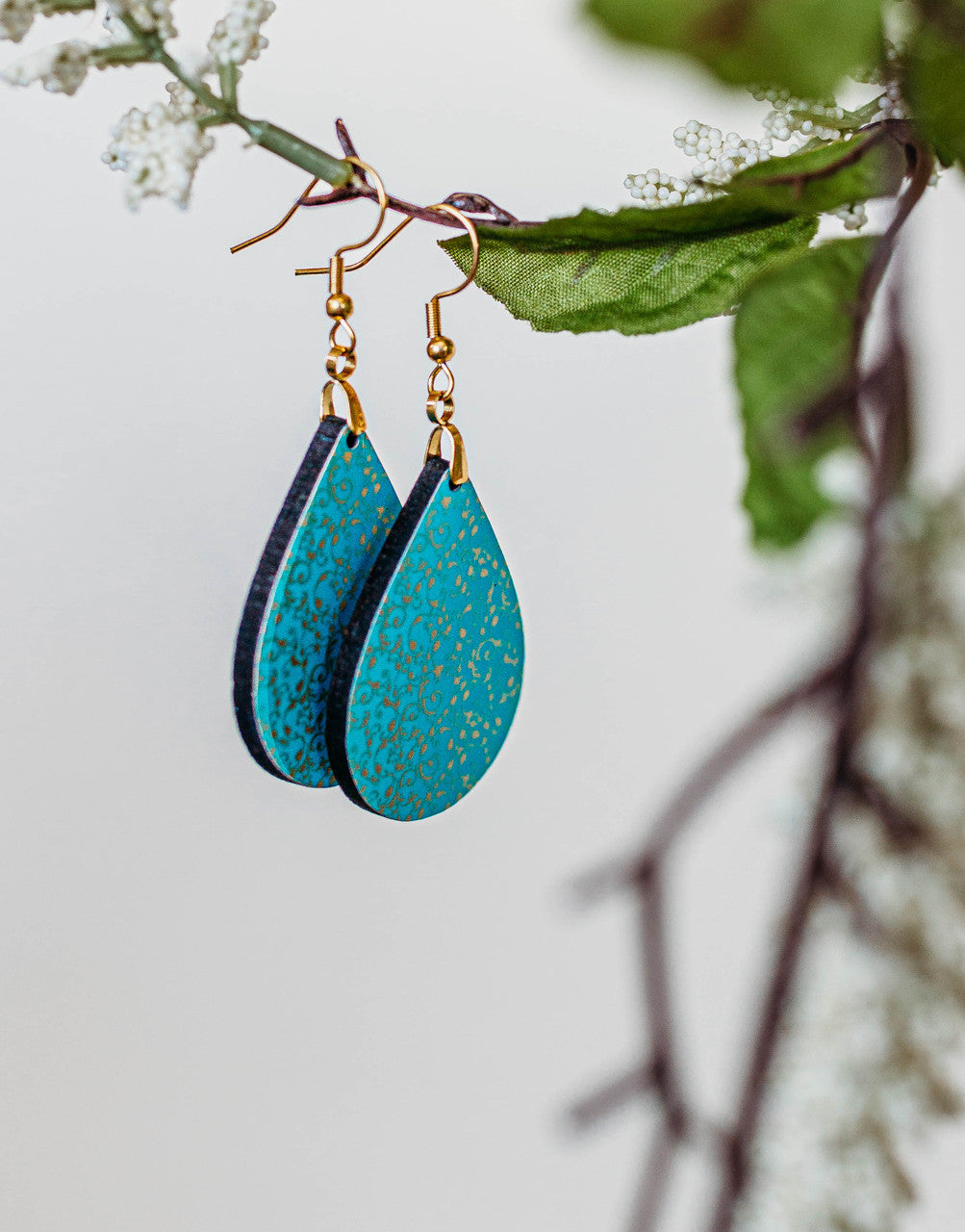 Turquoise & Gold Teardrop Earrings