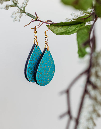 Turquoise Gold Filigree Teardrop Earrings – Turquoise and Gold Dangle Earrings