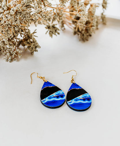Blue and Gold Teardrop Earrings – The Original Viral Pair, Handmade in the USA