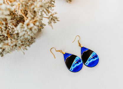 Blue and Gold Teardrop Earrings – The Original Viral Pair, Handmade in the USA