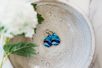 Teal and Silver Dangle Earrings