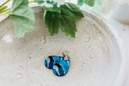 Teal and Silver Dangle Earrings