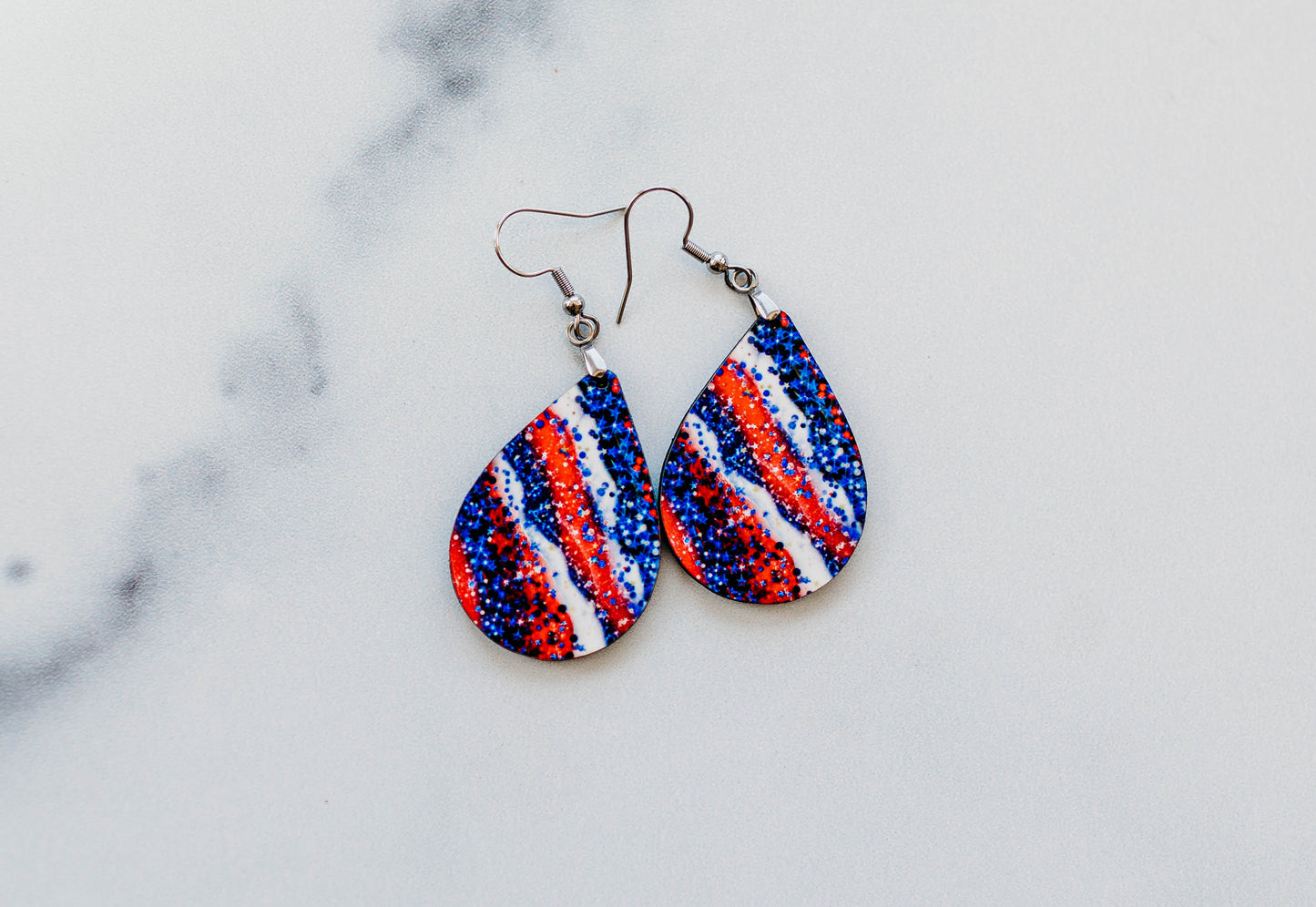 Red White & Blue July 4th Earrings – Lightweight Patriotic Dangles