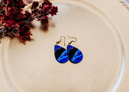 Blue and Gold Teardrop Earrings – The Original Viral Pair, Handmade in the USA