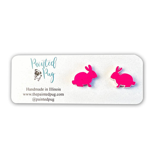 Easter Bunny Fuchsia Stud Earrings