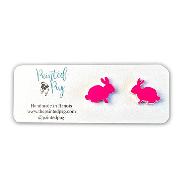 Easter Bunny Fuchsia Stud Earrings