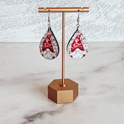 Valentine's Day Gnome Teardrop Earrings