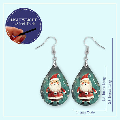 Santa Teardrop Earrings – Rustic Christmas Holiday Jewelry