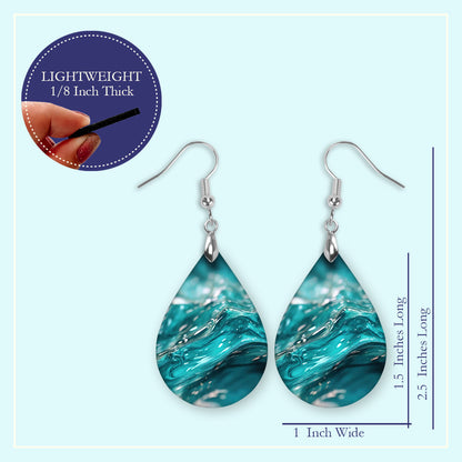 Teal Water Teardrop Earrings – Lightweight Ocean-Inspired Dangles