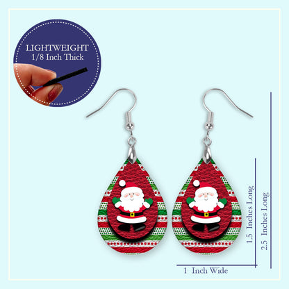 Santa Claus Christmas Teardrop Dangle Earrings – Festive & Fun Holiday Jewelry
