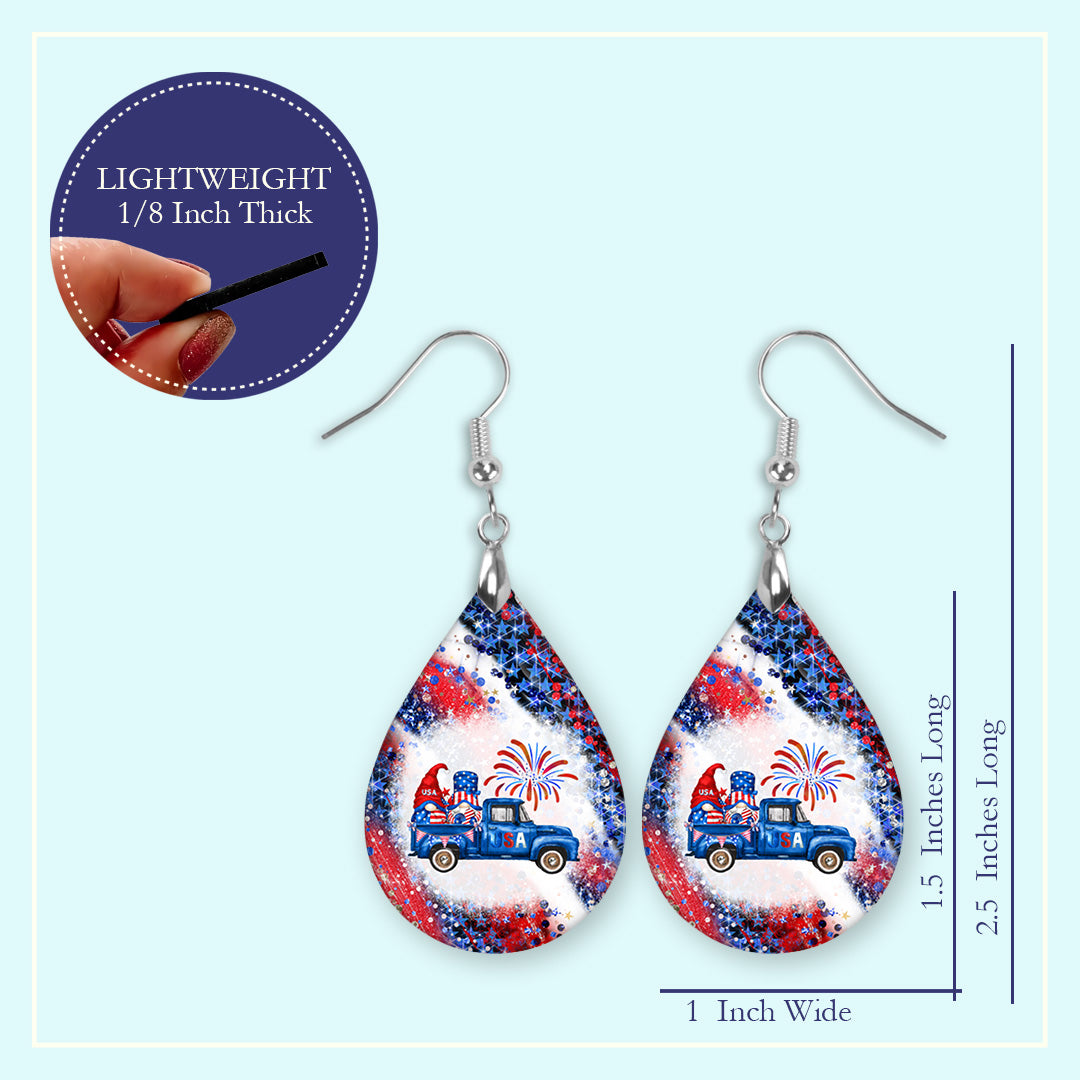 4th of July Gnome in Truck Earrings – Final Sale