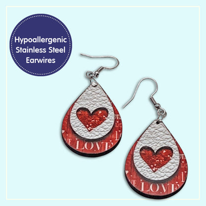 Valentine's Day Heart Teardrop Earrings - Handmade in Illinois