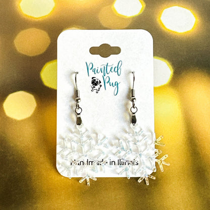 Snowflake Iridescent Acrylic Christmas Dangle Earrings