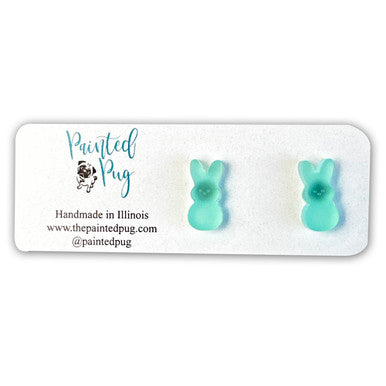 Green Easter Bunny Stud Earrings