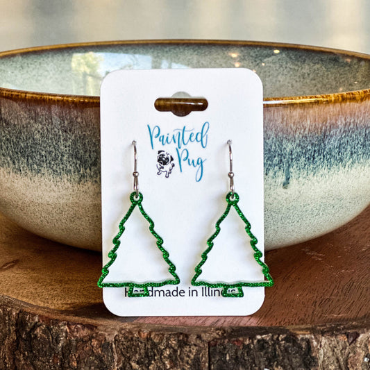 Christmas Tree Acrylic Dangle Earrings