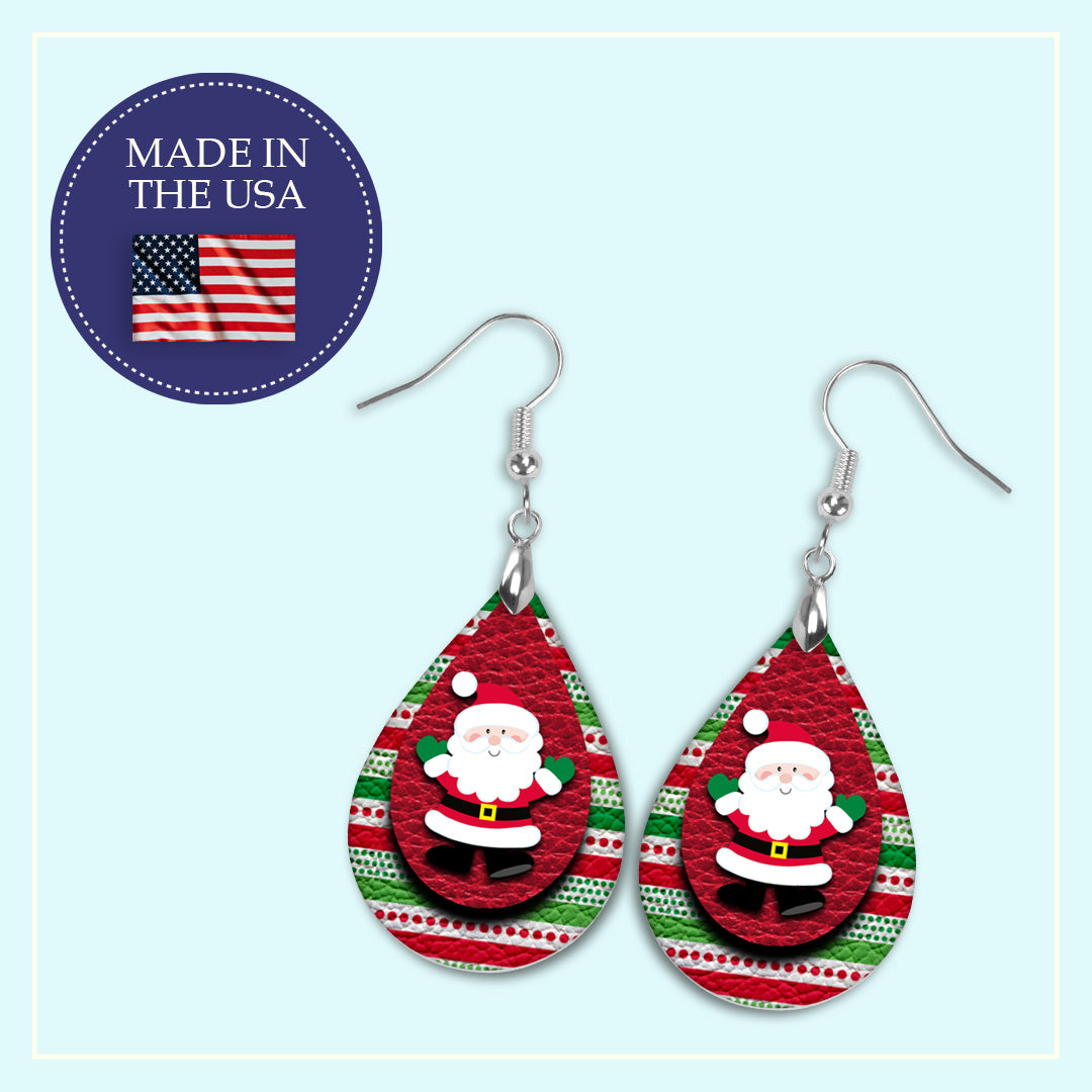 Santa Claus Christmas Teardrop Dangle Earrings – Festive & Fun Holiday Jewelry