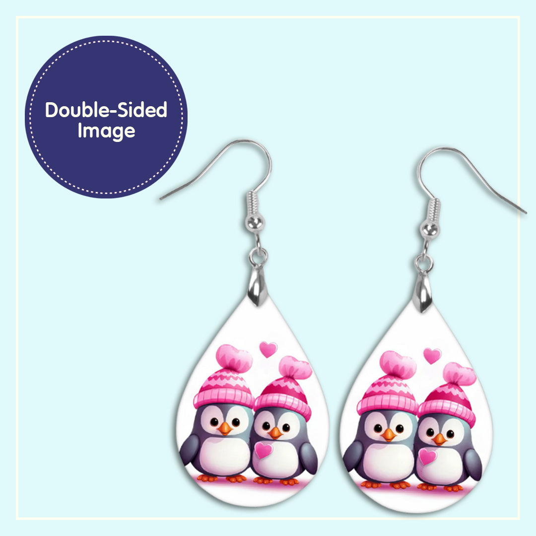 Valentine's Day Penguin Earrings