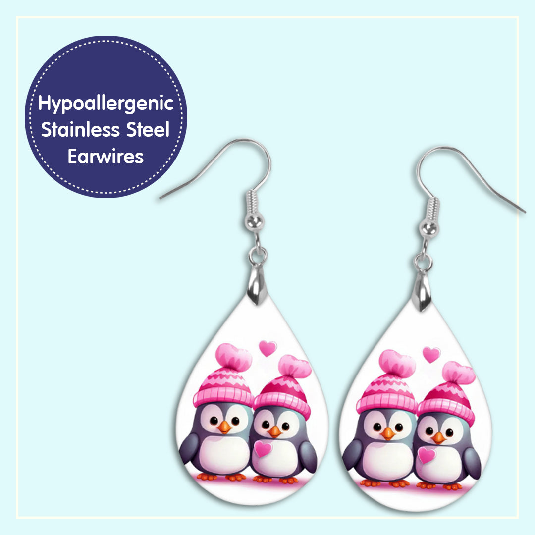 Valentine's Day Penguin Earrings